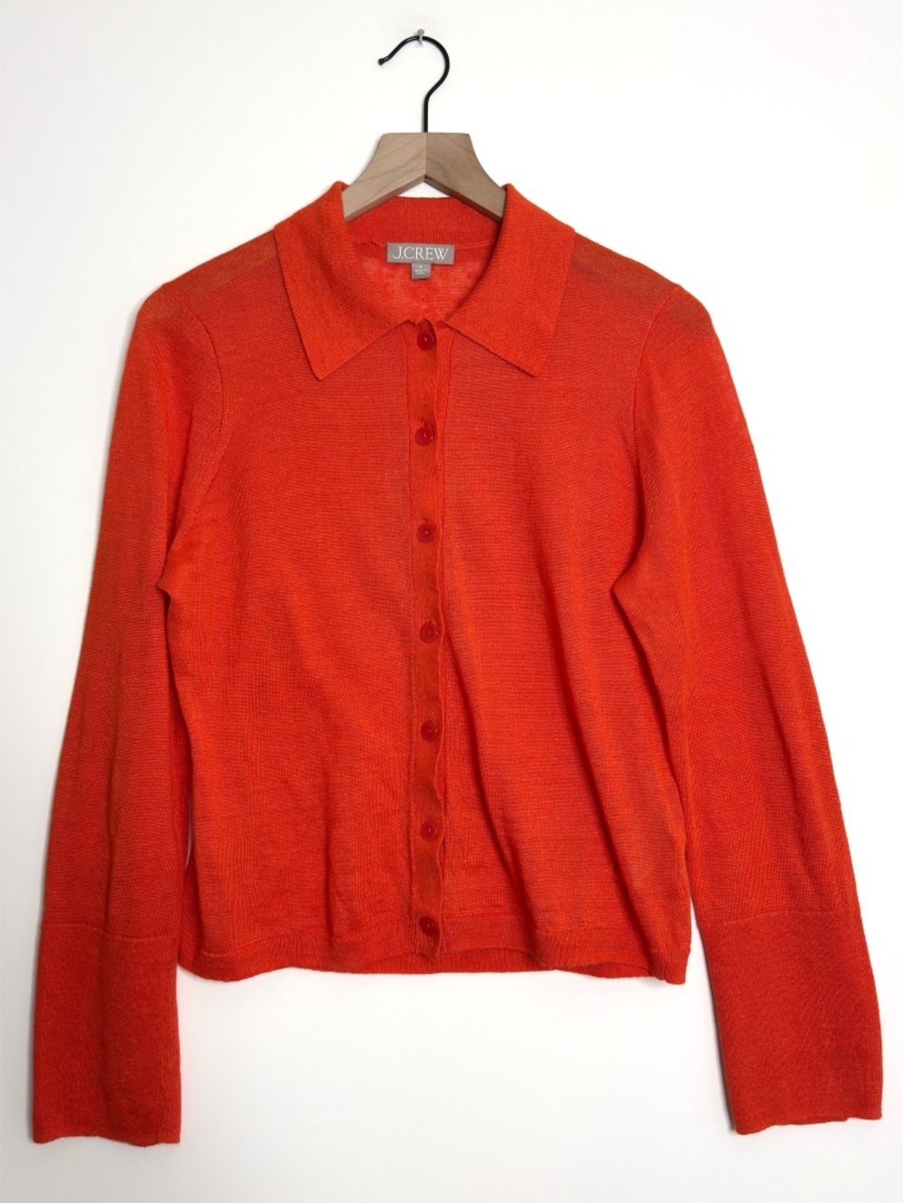 J. Crew Collared Button-Up Sweater in Linen